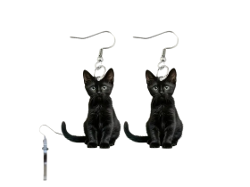 Dovoz Náušnice kočka černá