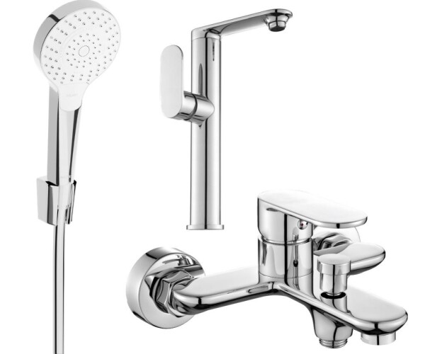 MEXEN - Milo R05 SET umyvadlová baterie + vanová s příslušenstvím, chrom 713153R05-00