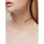 Choker náhrdelník Estrella, sladkovodní perla, spinel, Černá 35 cm + 5 cm (prodloužení)