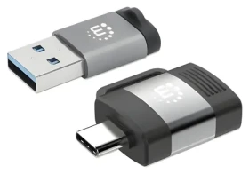 Manhattan sada adaptérů USB-C/USB-A černá, šedá / Adaptér / 2 ks / USB 3.2 Gen 1 / 5 Gbit/s (356329)