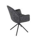 Židle jídelní a konferenční, černá látka v dekoru žíhaného sametu, kovové černé nohy