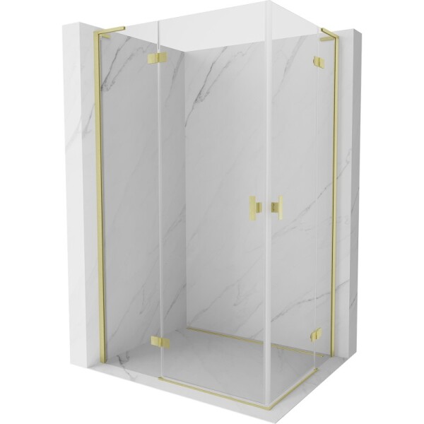 MEXEN/S - Mist-H L Duo sprchový kout dveře křídlové 85 x 100, transparent, zlato kartáčovaná 8A5L-085L-100P-55-00