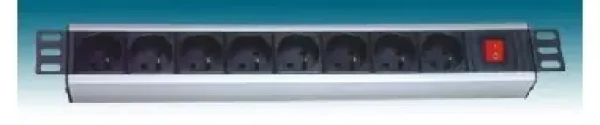 PremiumCord Panel napájecí 1U do 19 racku / 8x230V / přepěťová ochrana / 2m kabel / vypínač (8592220006563)