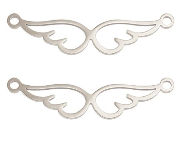 Mezidíl z nerezové oceli - křídla - 28,5 x 7 x 1 mm - 1 ks Barva: Platinová