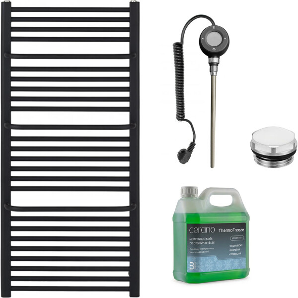 CERANO - Koupelnový elektrický radiátorový set Antonio - WIFI - 600W - černá matná - 1180x550 mm CER-978822