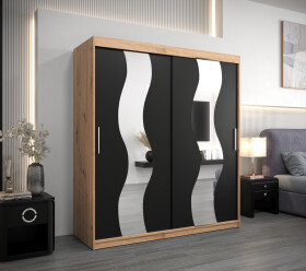 Šatní skříň Abi Se Barva korpusu: Dub artisan, Rozměry: 200 cm, Dveře: Černá