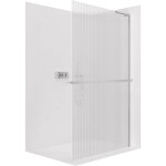 CERANO Sprchová zástěna Walk-in Onyx L-pravá vzpěra - 8 mm + polička/držák na ručníky - chrom, rýhované sklo - 120x200 cm