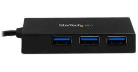 StarTech USB Hub 4 porty černá / USB rozbočovač / USB-C na 4x USB-A / USB 3.2 Gen 1 / Napájecí adaptér (HB30C4AFS)