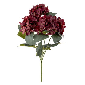 Bloomingville Umělá květina Hydrangea Red 38 cm, červená barva, plast