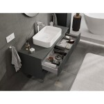 MEXEN/S - Rivel koupelnová skříňka pod umyvadlo 120 cm s deskou, 2 zásuvky, reliéf , grafit mat 91A20-12047-2-BFFC66
