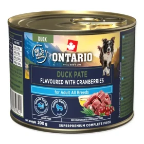 Ontario Konzerva kachní paté s brusinkami / Konzerva pro psy / Superprémiové / Dospělí psi / 200 g (214-859822)