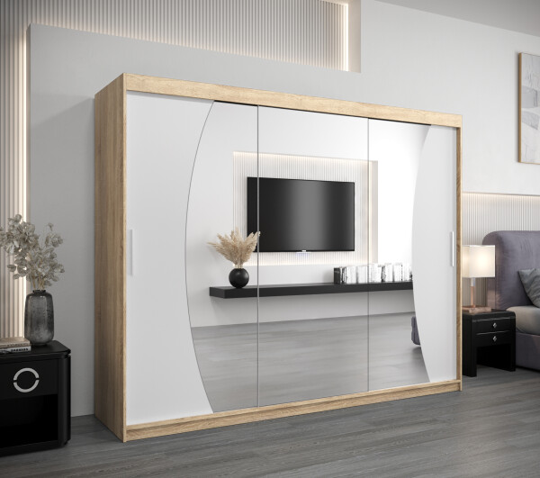 Šatní skříň Abi W0 Barva korpusu: Dub Sonoma, Rozměry: 250 cm, Dveře: Bílá