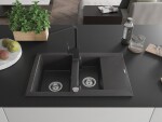 MEXEN/S - Gaspar granitový dřez 1.5 s odkapávačem včetně baterie Rita, černý kropenatý 6507-76-670300-70