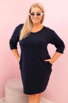 Dámská sukýnka Plus Size s bavlnou jednoduchého střihu a rukávem 3/4 modrá UNI