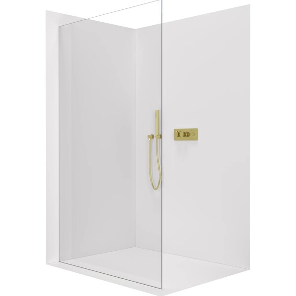 CERANO Sprchová zástěna Walk-in Crystal L/P - 8 mm - bezvzpěrový systém - zlatá, transparentní sklo - 90x200 cm