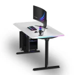 Ultradesk Quest černá-bílá / Herní stůl / 140 x 70 cm / nastavitelná výška 72-120 cm / RGB LED osvětlení (UD-QST-FRBB/DTWT)