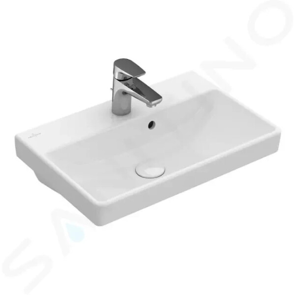 VILLEROY & BOCH - Avento Umyvadlo Compact 550x370 mm, s přepadem, otvor pro baterii, CeramicPlus, Stone White 4A0055RW