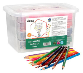 RICO pastelky šestihranné, tuha průměr 3 mm - 216 ks (18 x 12 barev), PP box