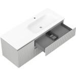MEXEN/S - Rivel koupelnová skříňka 120 cm s umyvadlem Vela pravá, 2S, 1D, reliéf, šedá/bílá mat 91A23-12047-3-BBFFF62-W23P01