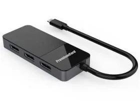 PremiumCord adaptér USB-C na 3x DisplayPort 1.4 MST / Adaptér / 8K / rozšíření, zrcadlení, duplikace (8592220019563)