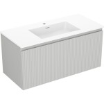 MEXEN/S - Rivel koupelnová skříňka 100 cm s umyvadlem Otis, 1 šuplík, reliéf , šedá mat/bílá mat 91A20-10047-1-BF62-W18M01