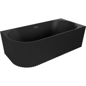 MEXEN/S - Gia volně stojící rohová vana reliéf pravá 170 x 80, černá mat, sifon a přepad černá 52701708071P-70