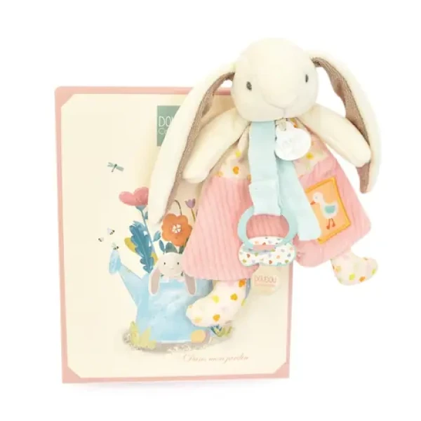 Doudou Dárková sada Hračka s úchytem na dudlík Králíček Ciboulette 19 cm