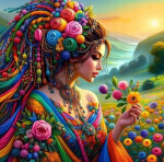 Diamantové malování Dívka v záplavě barev