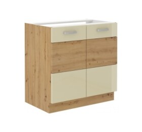 Spodní skříňka pod dřez Artisan 80 ZL 2F BB Barva korpusu: Dub artisan, Barva dvířek: Krémový lesk