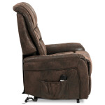 TV křeslo + eletrické polohování, hnědá látka, kov černá