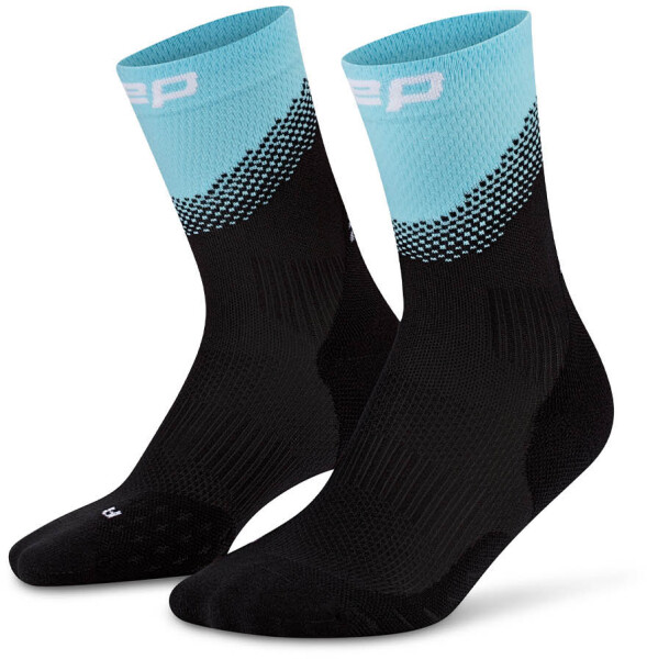 CEP dámské běžecké kompresní vysoké ponožky EDT. SPLIT - blackl/light blue Velikost: IV (Vel. chodidla 40-43)