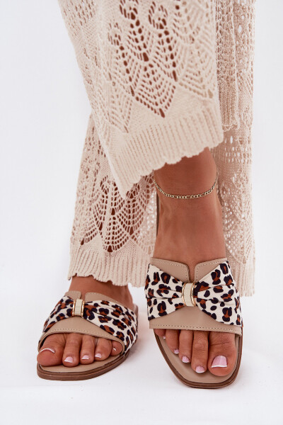 Dámské Pantofle Na Plochém Podpatku S Mašlí Béžové Avenza 38