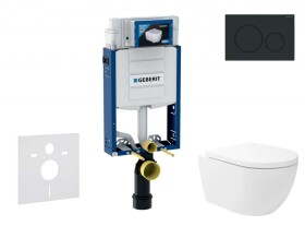 GEBERIT - Kombifix Set předstěnové instalace, klozetu Oudee Vortex a sedátka softclose, tlačítko Sigma20, matná černá/černá SANI15CA5136