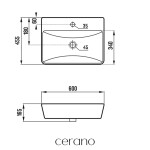 CERANO - Umyvadlo keramické Tera - nástěnná - bílá lesklá - 60x35 CER-680370