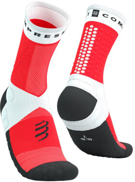Kompresní ponožky Compressport Ultra Trail Socks V2.0 - White/Fluo Red Velikost: EU 35-38