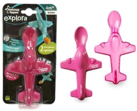 Tommee Tippee lžičky pro nejmenší letadlo 2ks - růžové