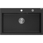 MEXEN - Elix granitový dřez 1-miska 800 x 500 mm, černá/stříbrná metalik, sifon chrom 6527801005-73
