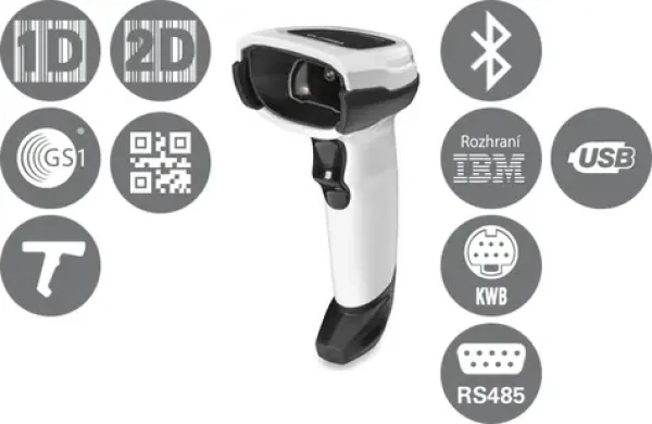 ZEBRA čtečka DS8178 SR bílá / snímač 2D čárových kódů / BT / FIPS / bez kabelu (DS8178-SR0F006ZMWW)