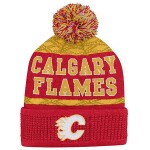 Outerstuff Dětská zimní čepice Calgary Flames NHL Puck Pattern Cuffed Pom