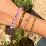 ELENYS Amethyst Aura – pozlacený náramek 18K žluté zlato Délka náramku: 18 cm · natahovací provedení