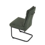 Židle jídelní, taštičkové pružiny v sedáku, madlo na opěráku, zelená látka, černý kov