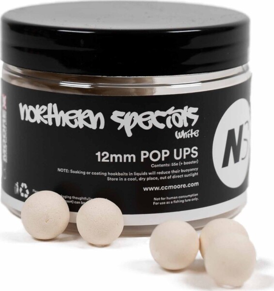 CC Moore Plovoucí boilie NS1 Pop Ups White - 14mm 45ks,CC Moore Plovoucí boilie NS1 Pop Ups White - 14mm 45ks