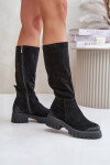 Světlé Kozačky Před Kolena Zateplené Černé Zazoo 70145 38