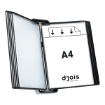 Djois nástěnný kovový držák - Veo, 10 rámečků s kapsami A4, šedo-černý, 1 set