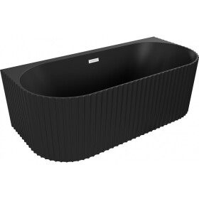 MEXEN/S - Sella volně stojící vana nástěnná reliéf 150 x 75, černá mat, sifon a přepad bílá 52711507571-20