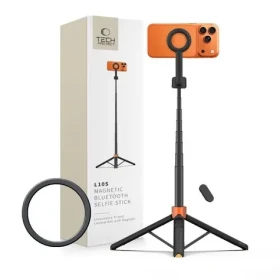 Tech-Protect L10S oranžová / Selfie tyč / MagSafe / Bluetooth spoušť / stativ / 152 cm (5906302352807)