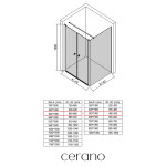 CERANO - Sprchový kout Antelo L - L/P - 6 mm - černá matná, transparentní sklo - 84x50 - otočný CER-666490