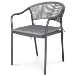 Zahradní židle, kov, polyratan, šedá, AZC-L1352 GREY