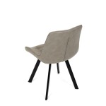 Židle jídelní, béžová látka v dekoru broušené kůže, černý kov