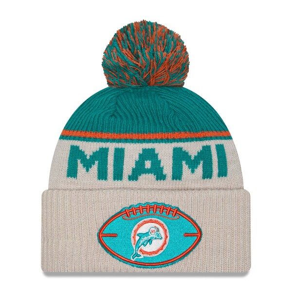 New Era Pánská zimní čepice Miami Dolphins NFL Historic 2024 Sideline Sport Knit